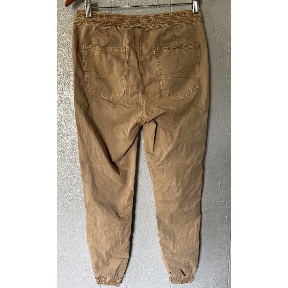 American Eagle Jogger Pants Women's 8 Tan Stretch Elastic Waist Drawstring - Picture 3 of 6